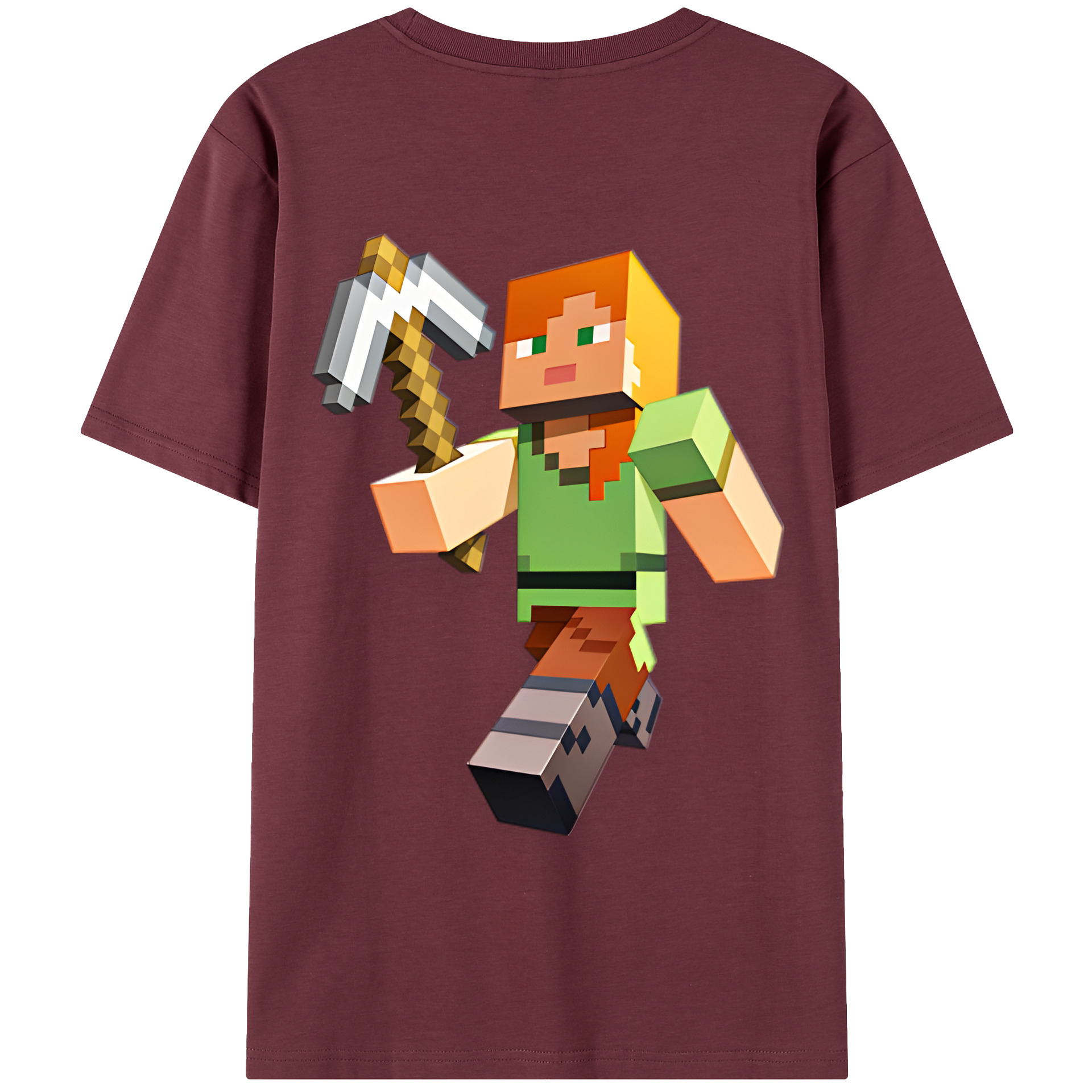 （画像用） マインクラフト ブロックの世界 Minecraft MC Block world 綿100％半袖Tシャツ（背面プリント）